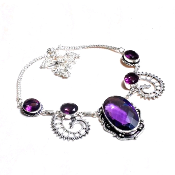 STERLING SILVER AMETHYST NECKLACE - Picture 1 of 1